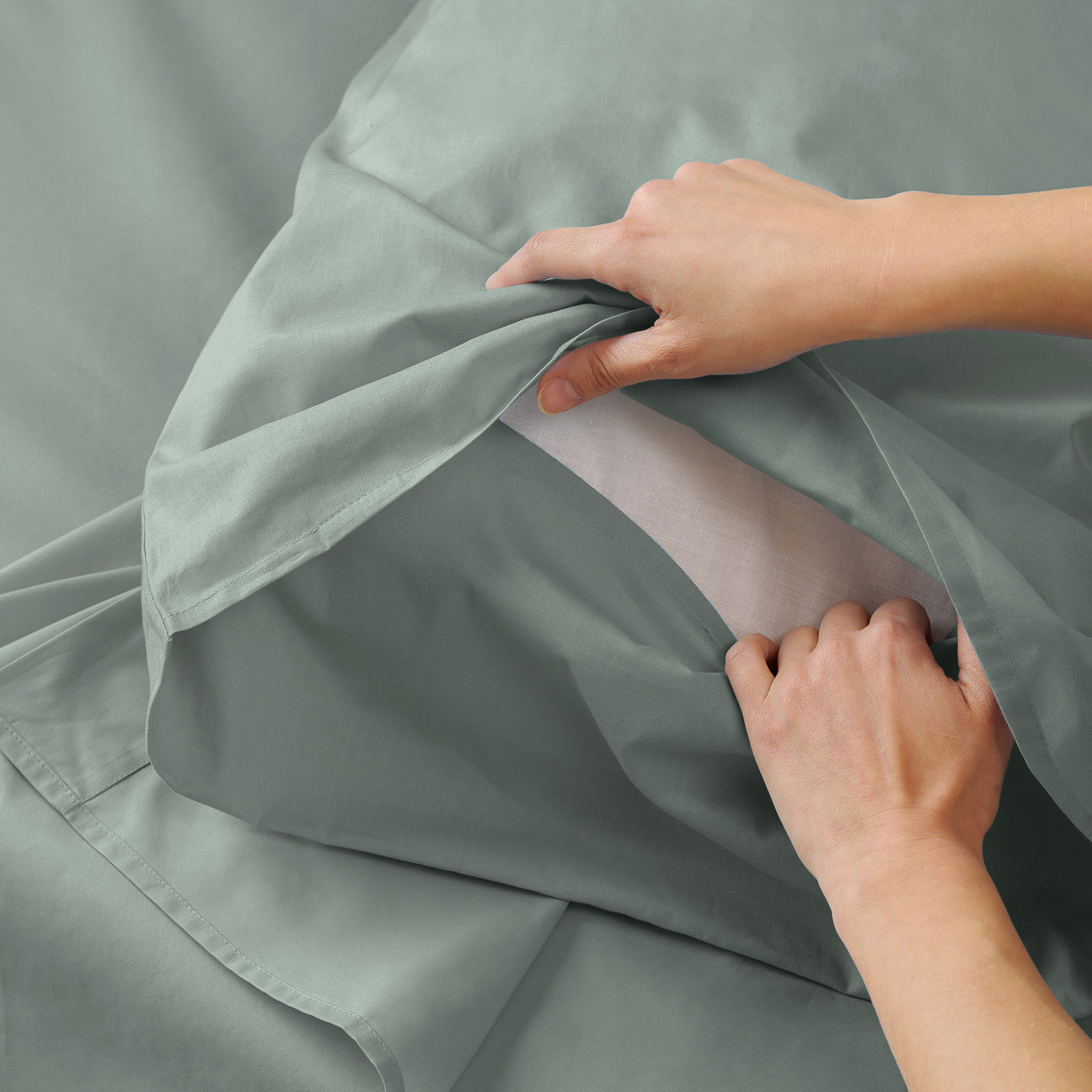 Cotton pillowcase set
- 50x70cm- Salbeigrün- Percale - Dalfilo