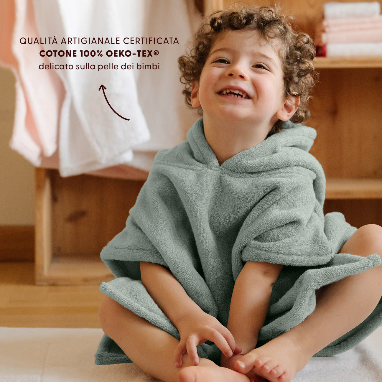 Badeponcho
- Einheitsgröße (2-4 Jahre)- Salbeigrün- Klassische Baumwolle - Dalfilo